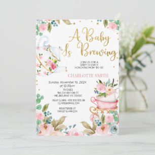 Pink Floral Baby brasse Baby shower Invitation