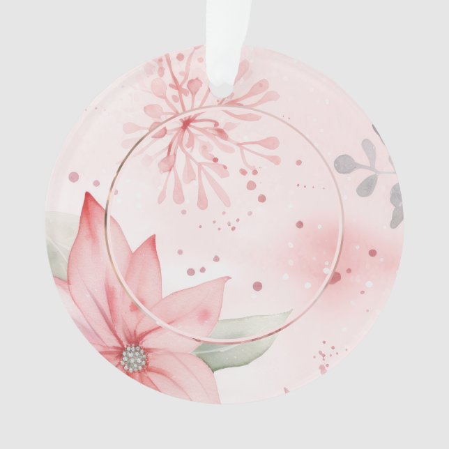 Pink Floral Baby First Christmas Photo Ornament (devant)
