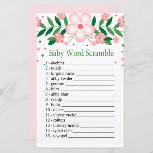 Pink Floral Baby mot scramble jeu
