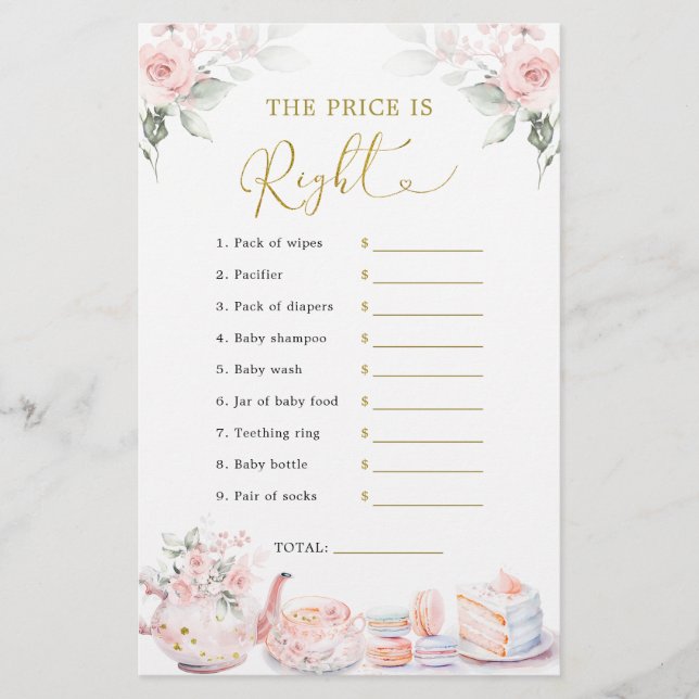 Pink Floral Baby Party Devinez Le prix est correct (Devant)