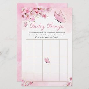 Pink Floral Baby shower Bingo Jeu