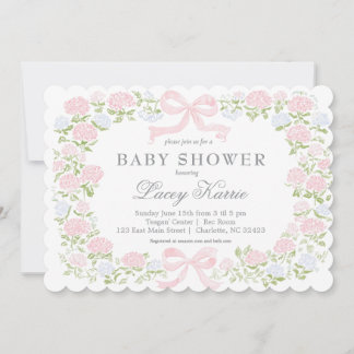 Pink Floral Baby Shower Invitation,  Invitation