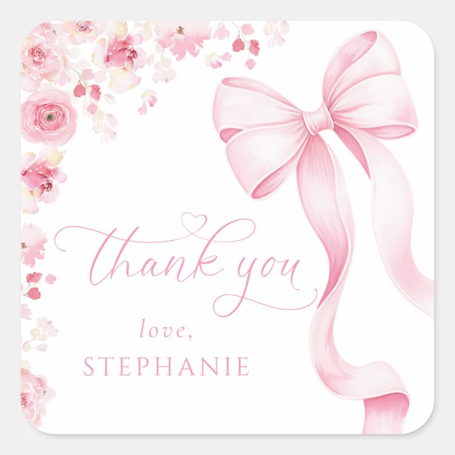 Pink Floral Baby Shower Stickers  (Devant)