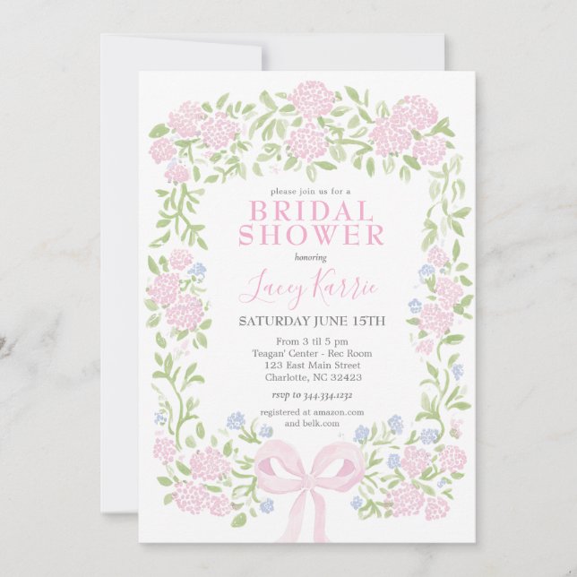 Pink  Floral Bridal Shower Invitation (Devant)