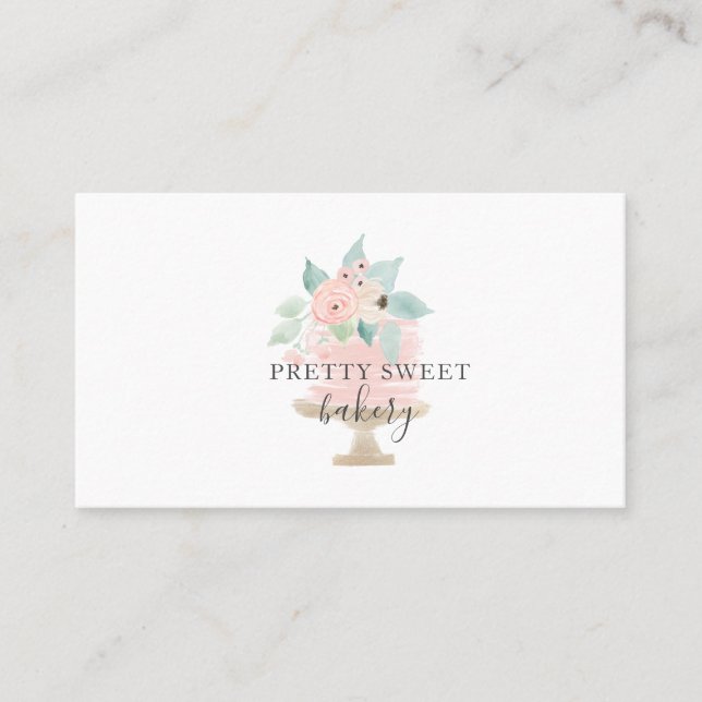 Pink Floral Cake Bakou Cartes de visite (Devant)