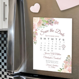 Pink Floral Calendrier Mariage Enregistrer la date