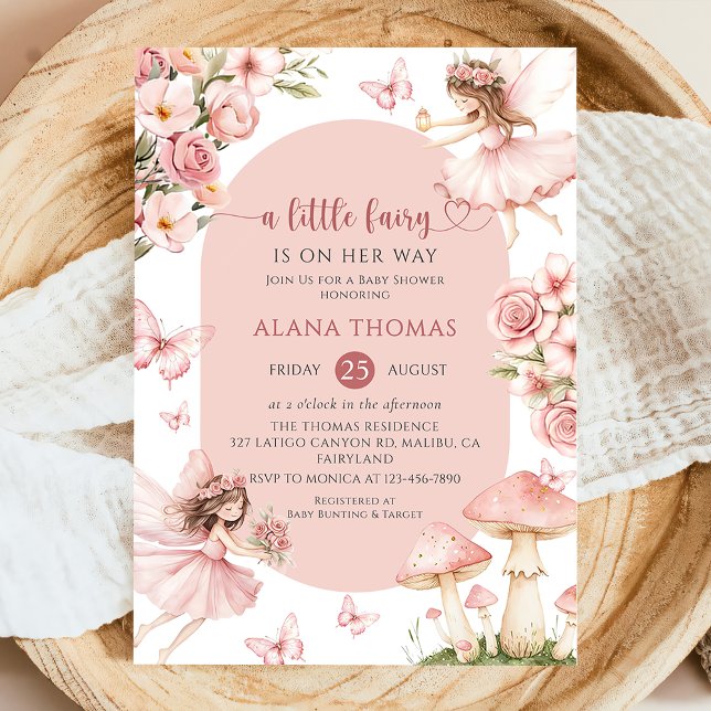 Pink Floral Fairy Baby Shower Invitation (Créateur téléchargé)