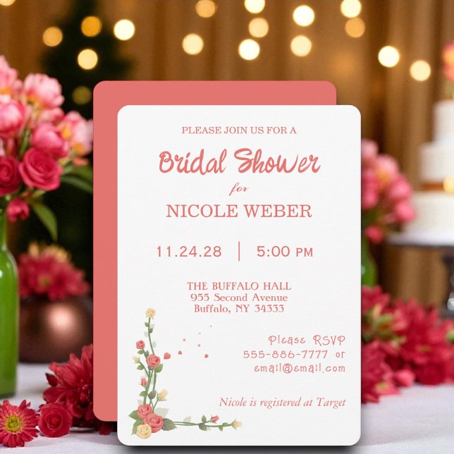Pink Floral Flower Bridal Shower Invitation (Créateur téléchargé)