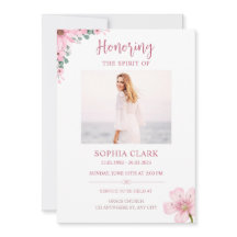 Pink Floral Funeral Invitation Celebration of Life