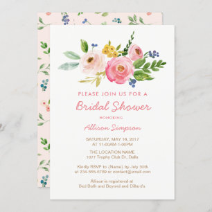 Pink Floral Garden Bridal Douche Invitation Cartes