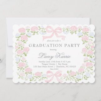 Pink Floral Graduation Party Invitation