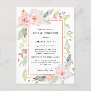 Pink Floral Luncheon invitation carte postale