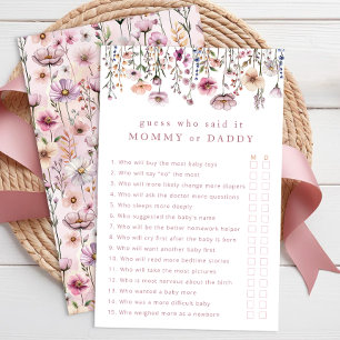 Pink Floral maman ou papa Baby shower Jeu - Poussi