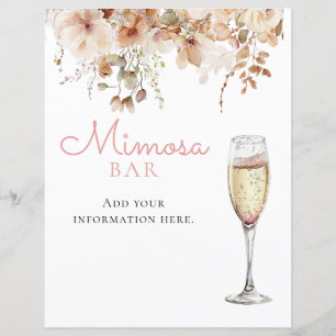 Pink Floral Mimosa Bar Champagne Menu Signe