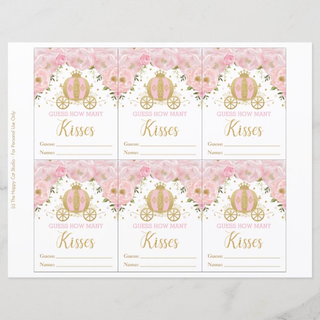 Pink Floral Princess Devine Combien De Baisers Jeu (Devant)