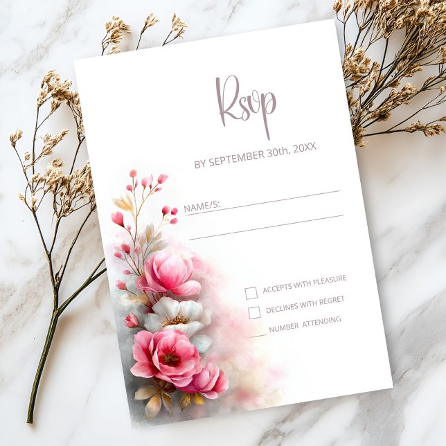 Pink Floral Wedding RSVP (Créateur téléchargé)