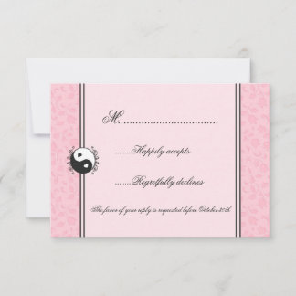 Pink Floral Yin et Yang Mariage RSVP Invitation