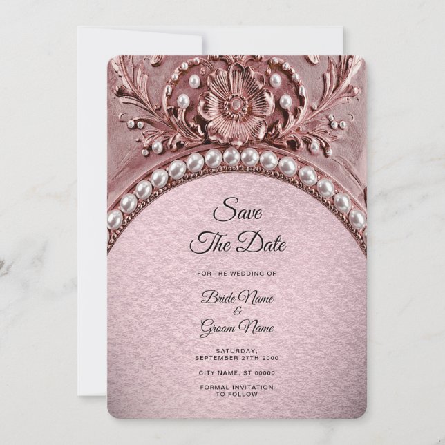 Pink Flower Save the Date (Devant)
