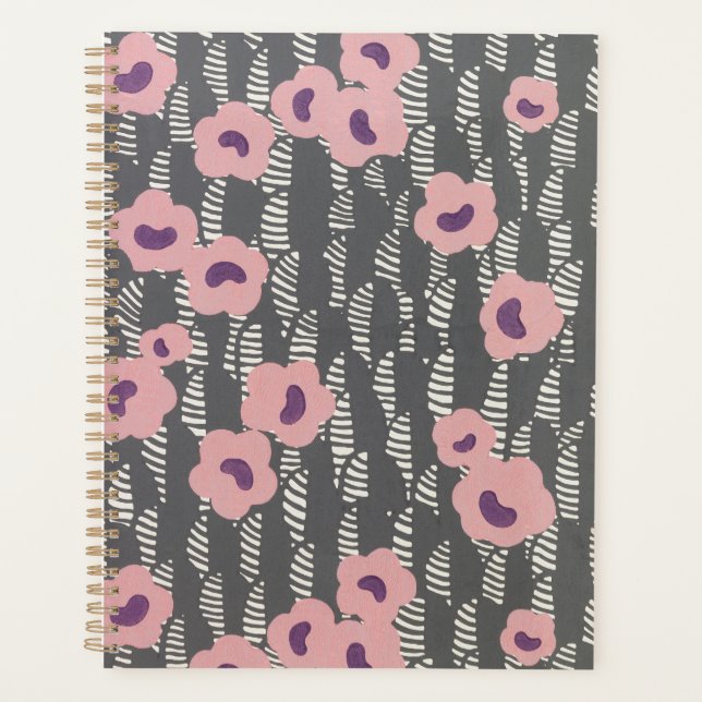 Pink Flowers Abstract Blooms Mid-century Art Deco (Devant)