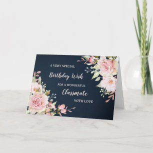 Pink Flowers Classmate Carte d'anniversaire