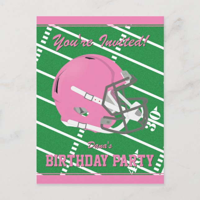 Pink Football Party Invitation Carte postale - mod (Devant)