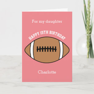 Pink Football Sport 15e carte d'anniversaire
