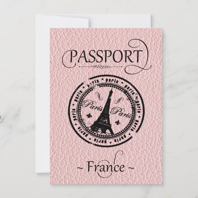 Pink France Passport Party Enregistrer la carte Da (Devant)