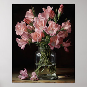 Pink Freesia Flowers Art Imprimer Poster