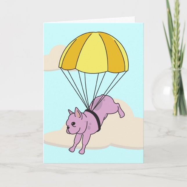 Pink French Buldog Umbrella Fun Carte de remerciem (Devant)