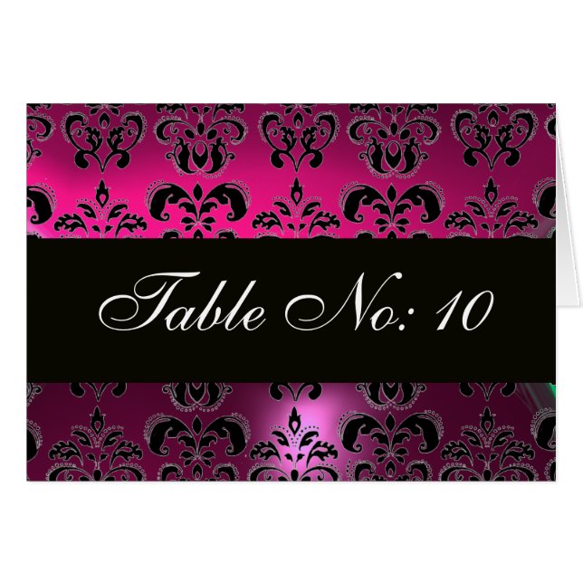 PINK FUCHSIA PURPLE BLACK DAMASK TABLE SIÈGE (Devant horizontal)