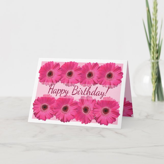 Pink Gerber Daisy Bonne carte d'anniversaire (Devant)
