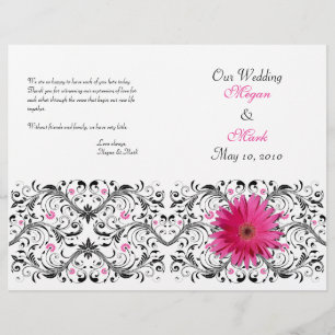Pink Gerber Daisy Floral Wedding Programme