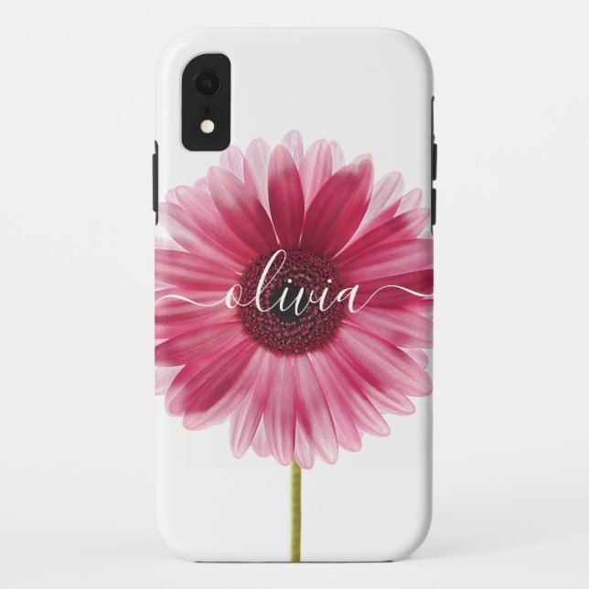 Pink Gerbera Daisy Tough Apple iPhone XR Coque (Dos)