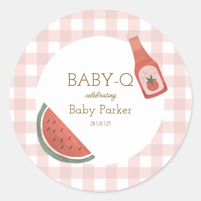 Pink Gingham Baby-Q Sticker (Devant)