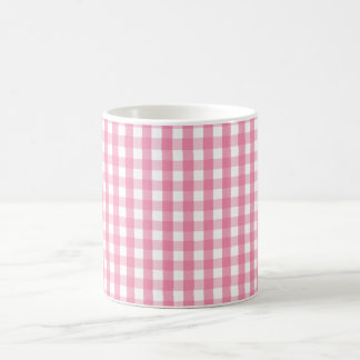 Pink Gingham Check Pattern Two-Tone Coffee Mug