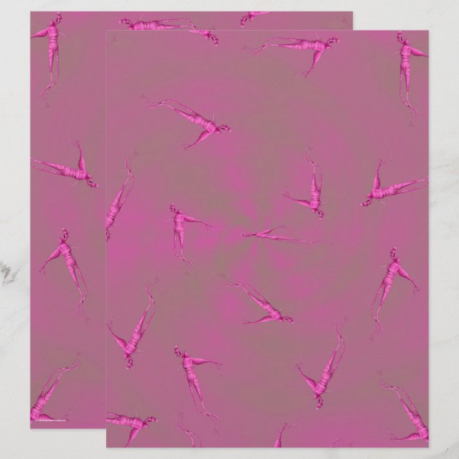 Pink Ginseng Man Scrapbook Paper 2-Sided Page (Devant / Derrière)