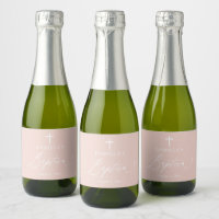Pink Girl Baptism Mini Sparkling Étiquette bouteil