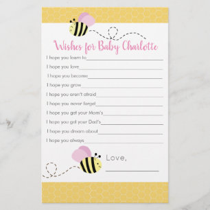 Pink Girl Bumble Bee Wives for Baby Advice Cartes