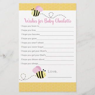 Pink Girl Bumble Bee Wives for Baby Advice Cartes