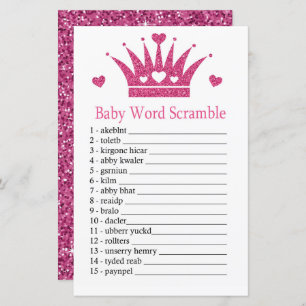 Pink Girl Crown Baby jeu de mots scramble