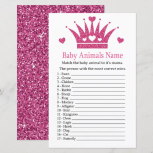 Pink Girl Crown Bébé Animaux Nom Jeu