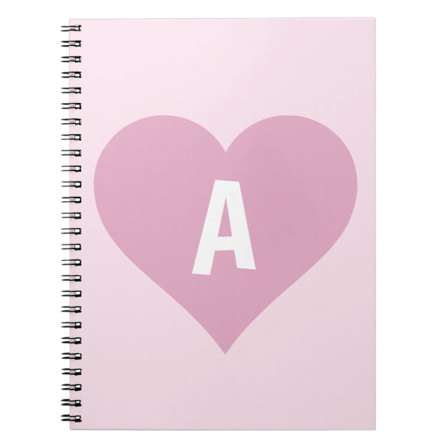 Pink Girly Monogram Heart Carnet Journal (Devant)