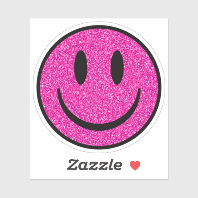 Pink Glitter Smile Face Custom-Cut Vinyl Stickers (Feuille)