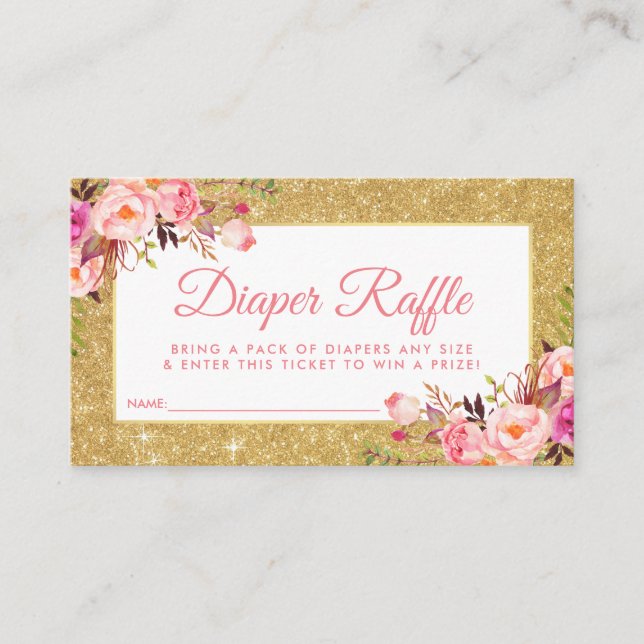 Pink Gold Baby shower Déchets Carte de billet P (Devant)