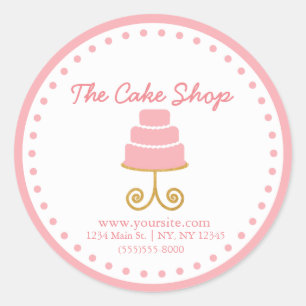 Pink Gold Cake Bakery Business Sticker Étiquette
