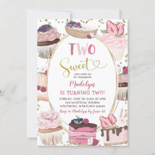 Pink Gold Cupcake Deux Invitation doux 2e annivers