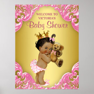 Pink Gold Ethnic Princess Baby shower Affiche de b