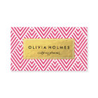 Pink & Gold Faux Foil Carte de visite Chevron