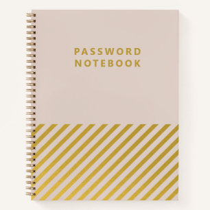 Pink Gold Foil Stripes Feminine Password Carnet