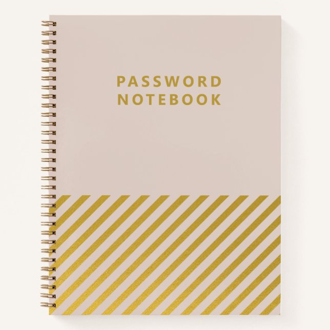 Pink Gold Foil Stripes Feminine Password Carnet (Devant)